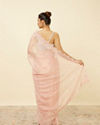Mohey Women Veiled Rose Pink Saree with Floral Patterns