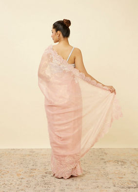 Veiled Rose Pink Saree with Floral Patterns image number 2