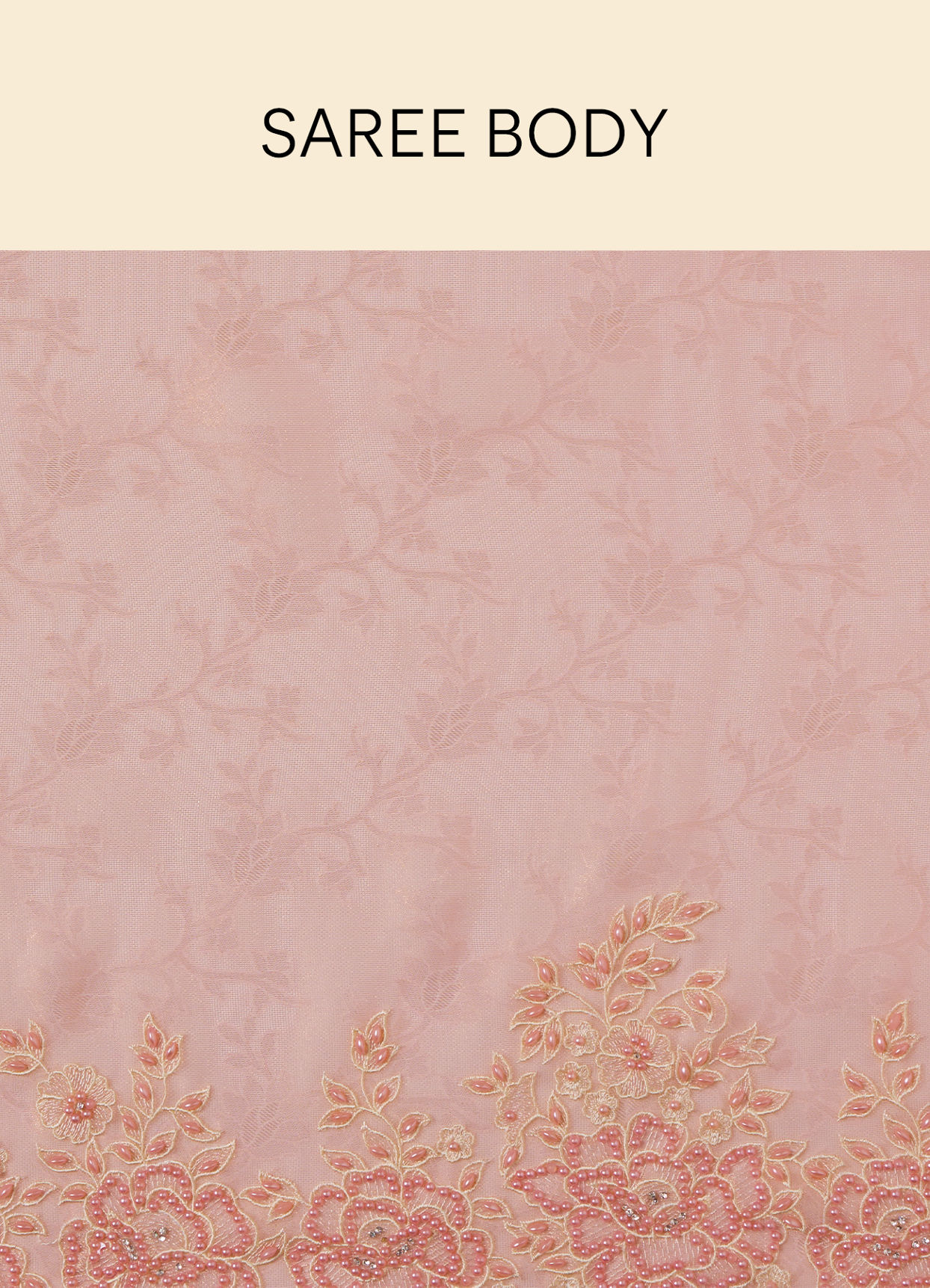 Mohey Women Veiled Rose Pink Saree with Floral Patterns