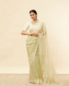 Pista Green Floral Moti Work Saree