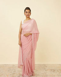 Mohey Women Rose Shadow Pink Saree with Embroidered Patterns