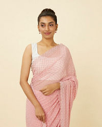 Mohey Women Rose Shadow Pink Saree with Embroidered Patterns