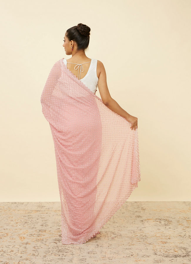 Rose Shadow Pink Saree with Embroidered Patterns image number 2