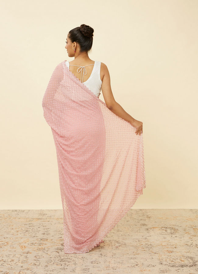 Mohey Women Rose Shadow Pink Saree with Embroidered Patterns