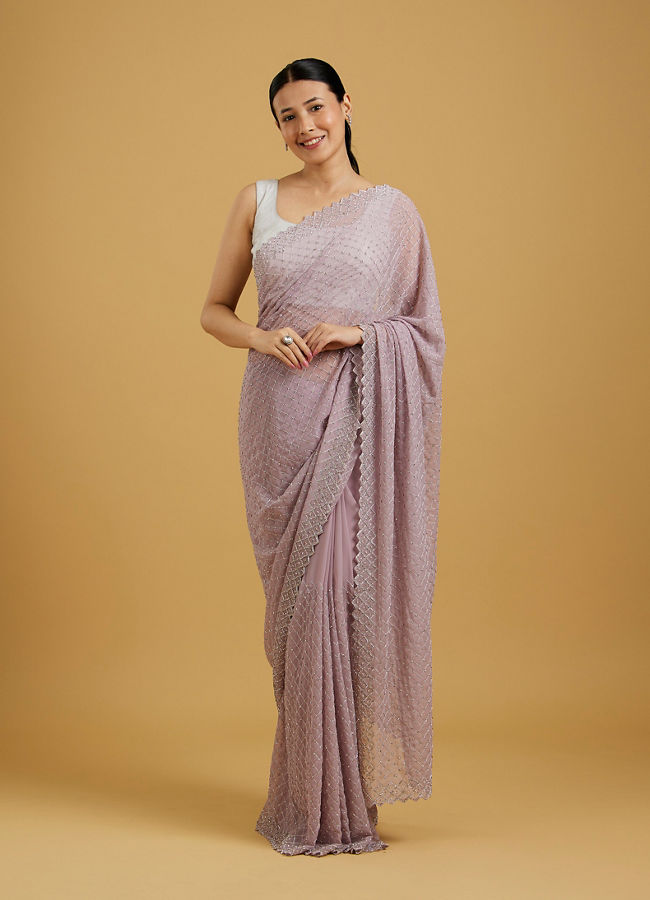 Mohey Women Dazzling Purple Georgette Saree