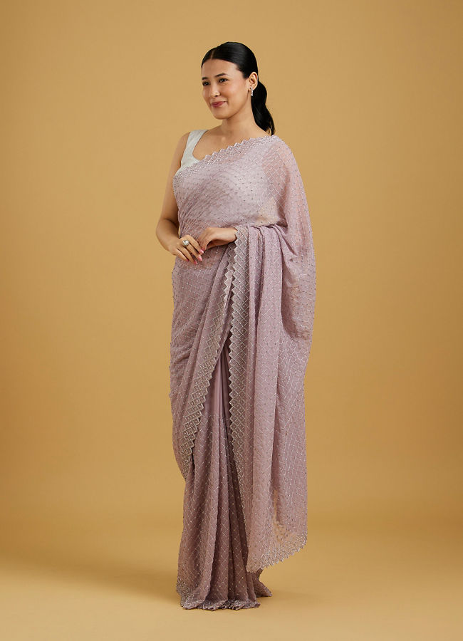 Mohey Women Dazzling Purple Georgette Saree