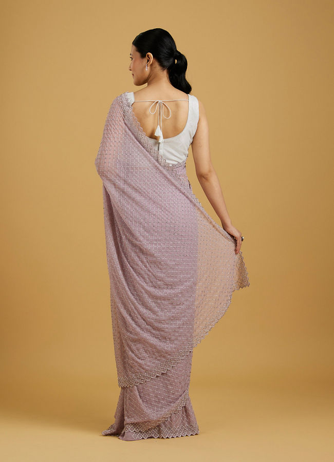 Mohey Women Dazzling Purple Georgette Saree