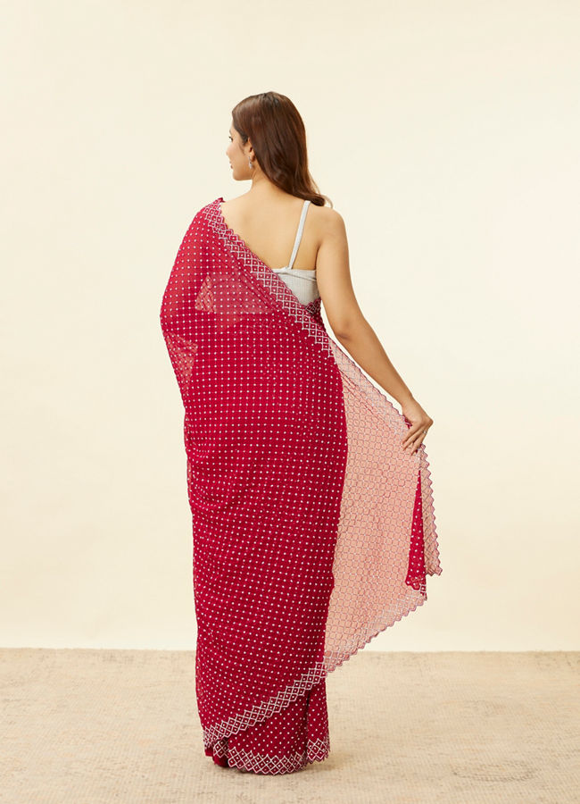 alt message - Mohey Women Berry Red Stone Work Saree image number 2