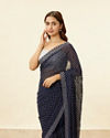 alt message - Mohey Women Midnight Blue Stone Work Saree image number 1