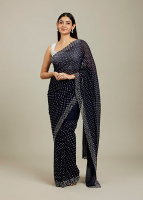 Mohey Women Midnight Blue Stone Work Saree image number 0