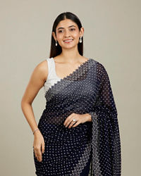 Mohey Women Midnight Blue Stone Work Saree