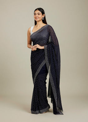 Mohey Women Midnight Blue Stone Work Saree image number 2