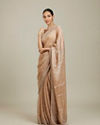 Mohey Women Beige Saree with Mirror Work
