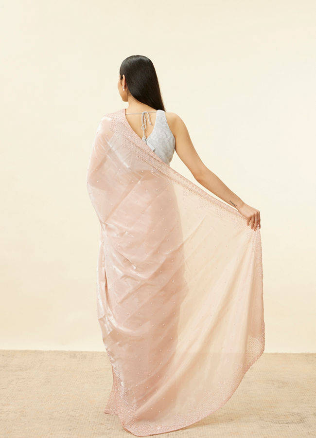 Mohey Women Rose Pink Stone Work Saree