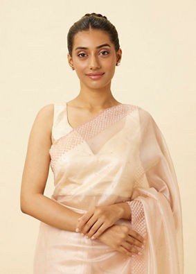 Soft Pink Saree Bordered with Stone Work image number 1
