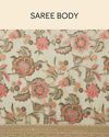 Mohey Women Dark Cream Botanical Print Zari Bordered Saree