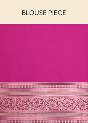 Mohey Women Dark Pink Zari Weaved Saree image number 5