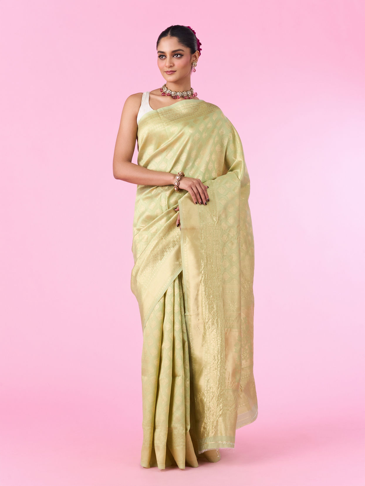 Mohey Women Pista Green Euphoria Saree