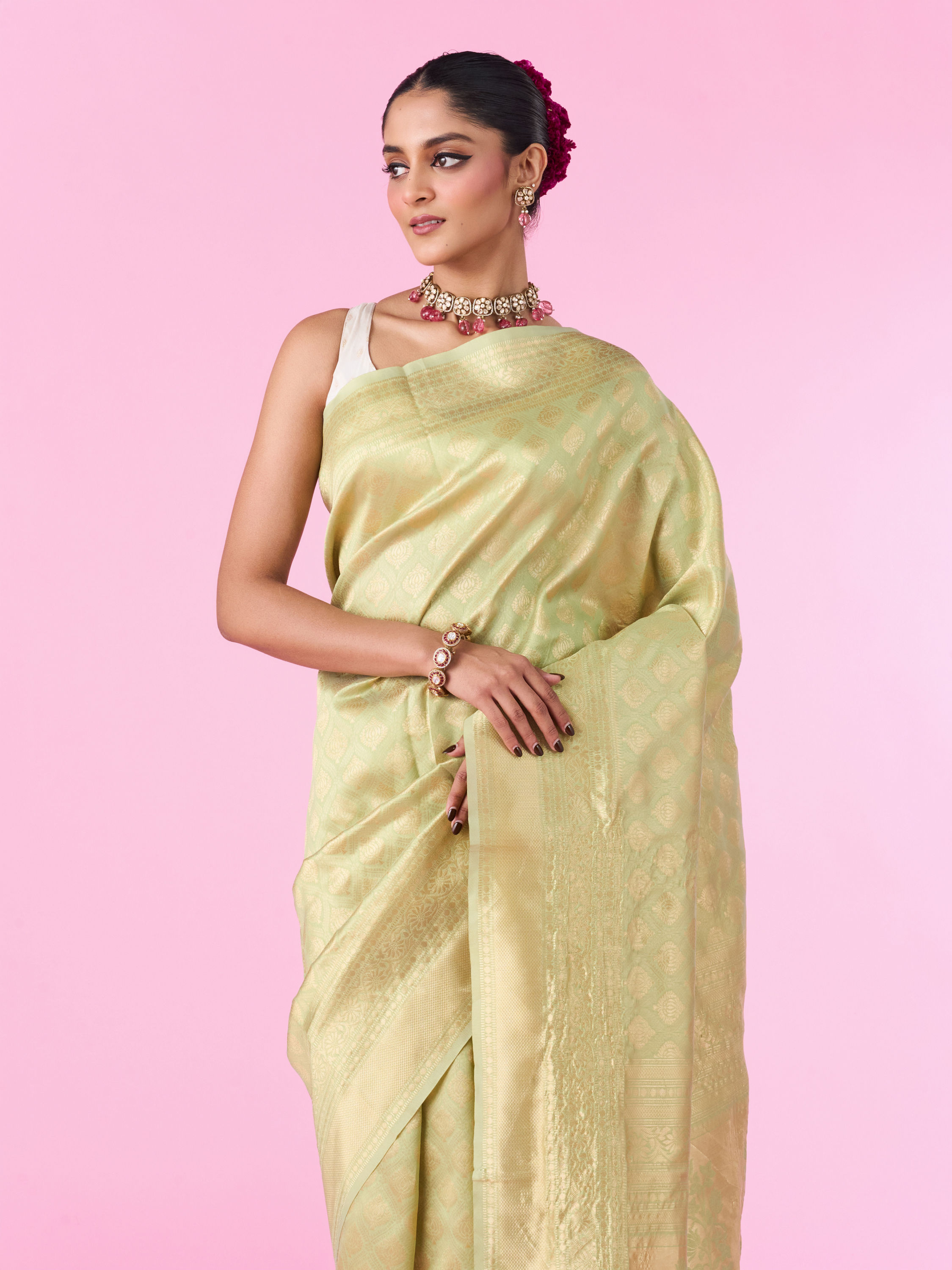 Mohey Women Pista Green Euphoria Saree