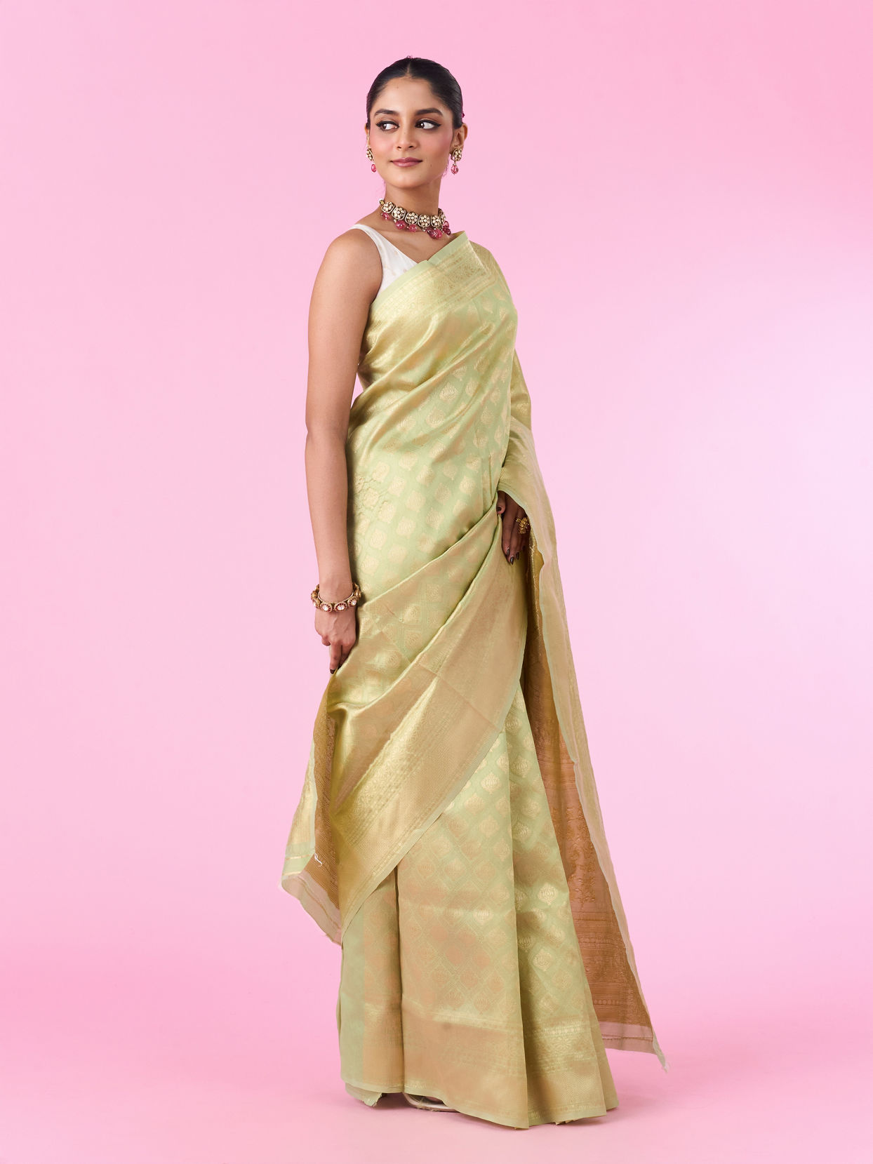 Mohey Women Pista Green Euphoria Saree