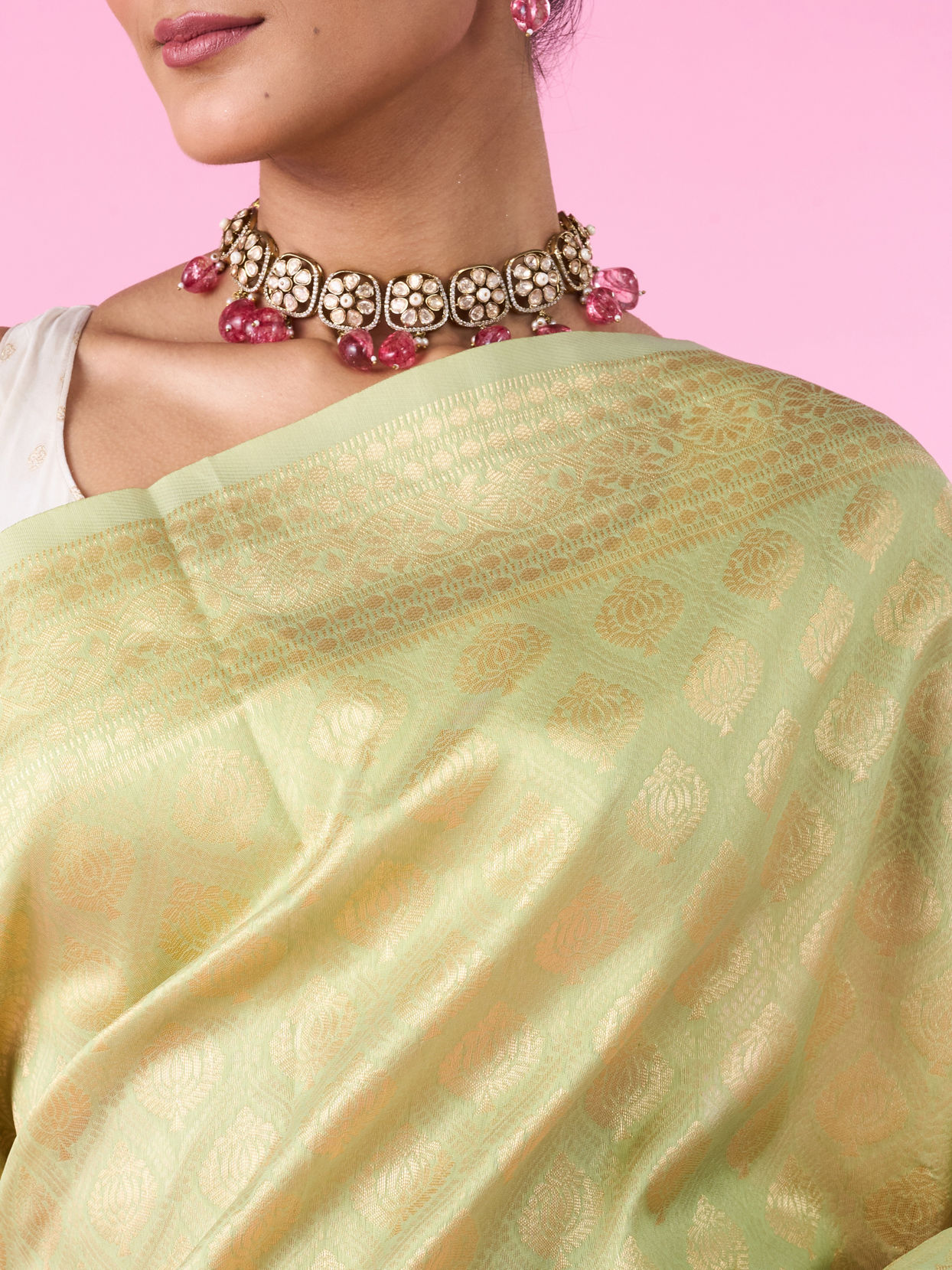 Mohey Women Pista Green Euphoria Saree