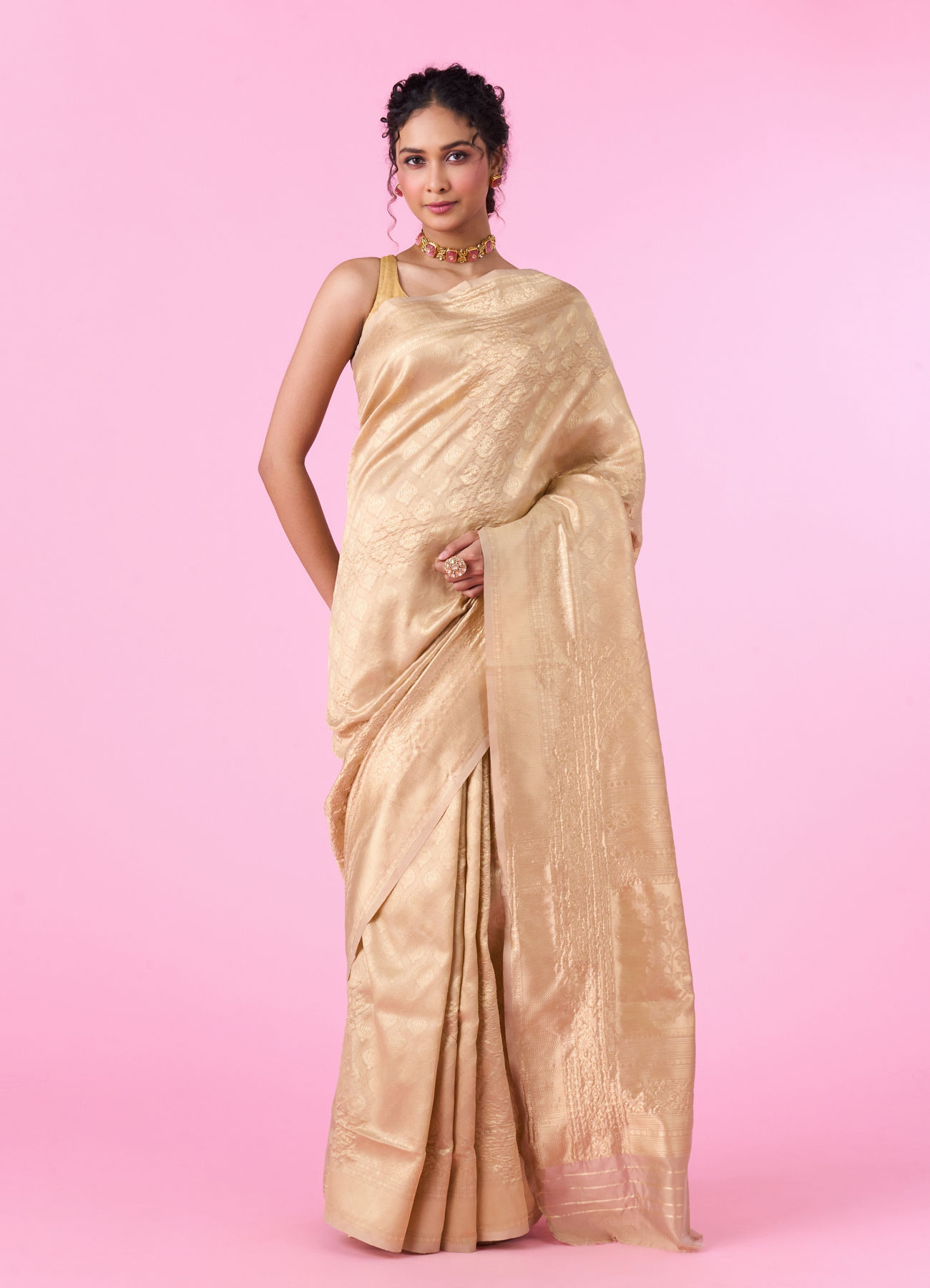 Mohey Women Beige Harmony Saree