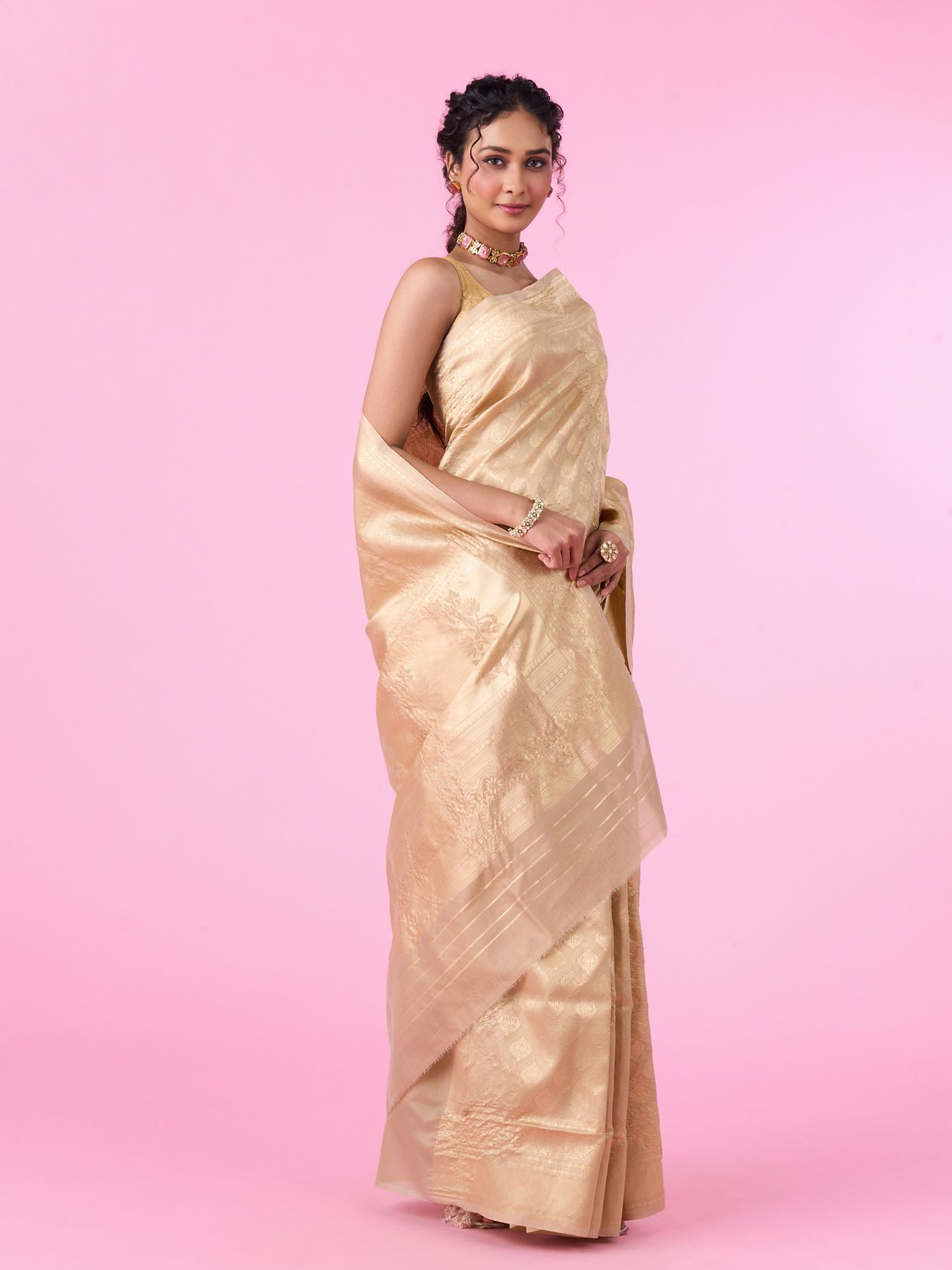 Mohey Women Beige Harmony Saree