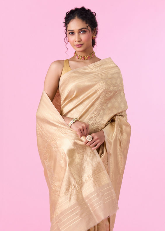 Mohey Women Beige Harmony Saree