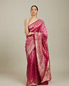 Mohey Women Dark Pink Zari Weaved Saree image number 0