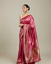 Mohey Women Dark Pink Zari Weaved Saree