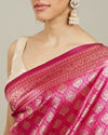 Mohey Women Dark Pink Zari Weaved Saree image number 3