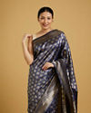 alt message - Mohey Women Indigo Blue Radiance Saree image number 1