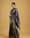 alt message - Mohey Women Indigo Blue Radiance Saree image number 2