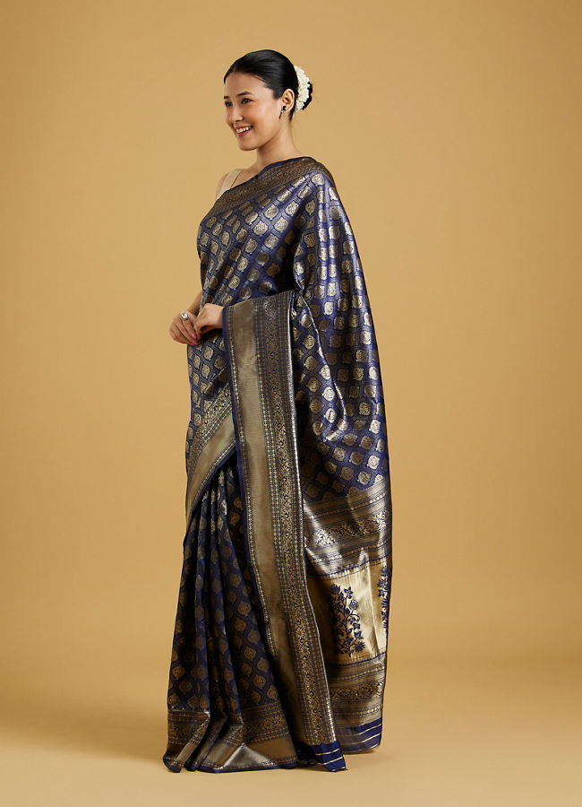 alt message - Mohey Women Indigo Blue Radiance Saree image number 2