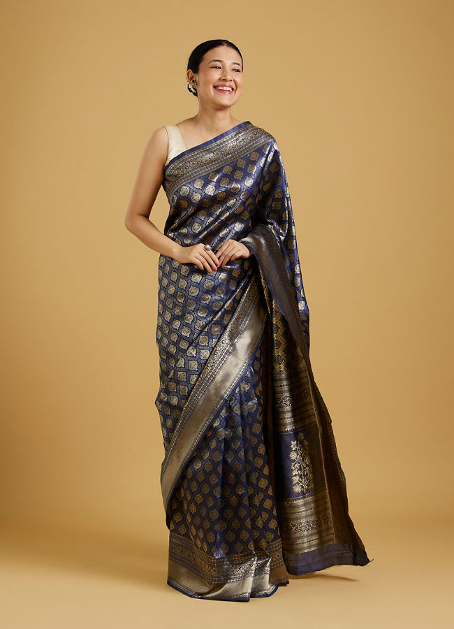 alt message - Mohey Women Indigo Blue Radiance Saree image number 0