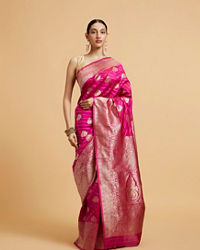 Mohey Women Rani Pink Buta Patterned Saree