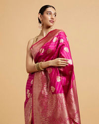 Mohey Women Rani Pink Buta Patterned Saree