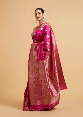 alt message - Mohey Women Rani Pink Buta Patterned Saree image number 2