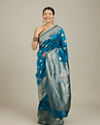 Mohey Women True Blue Paisley Bordered Saree image number 0