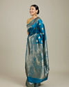 Mohey Women True Blue Paisley Bordered Saree image number 2