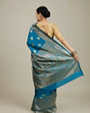 Mohey Women True Blue Paisley Bordered Saree image number 4