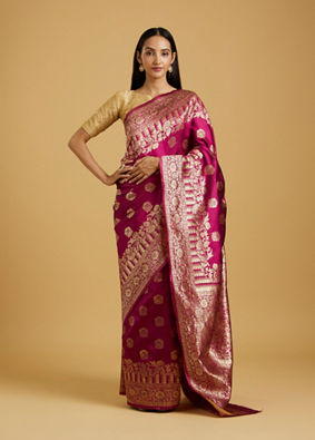 Mohey Women Elegant Wine Saree