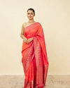 Ruby Pink Saree with Floral Patterns image number 0