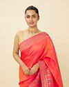 Ruby Pink Saree with Floral Patterns image number 1