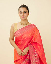 Mohey Women Ruby Pink Saree with Floral Patterns