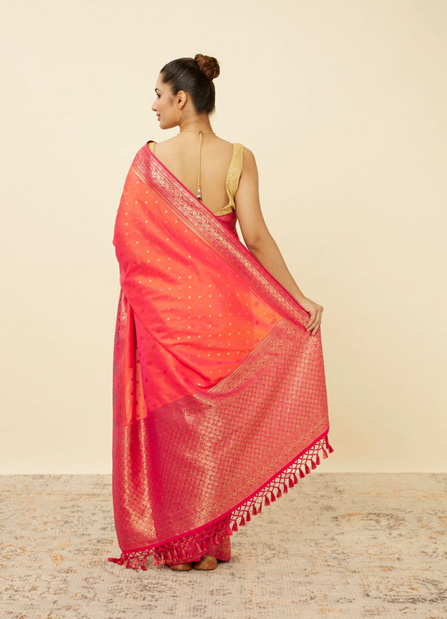 Ruby Pink Saree with Floral Patterns image number 2