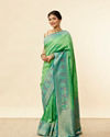 Mohey Women Emerald Green Zari and Stone Work Saree