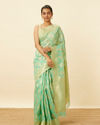 alt message - Mohey Women Mint Green Saree with Diamond Patterns image number 0