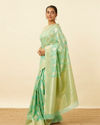 Mohey Women Mint Green Saree with Diamond Patterns