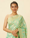 Mohey Women Mint Green Saree with Diamond Patterns